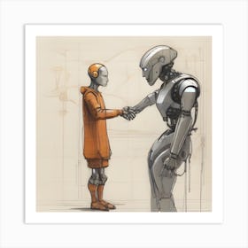 Robots And Humans Art Print