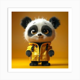 Panda Bear In Yellow Raincoat Art Print