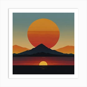 Leonardo Lightning Minimal Sunrise And Sunset Art 1 Art Print