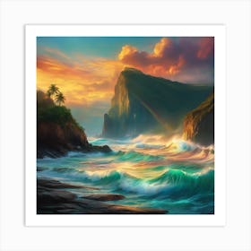 Sunset At The Beach Art Print