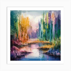 A stunning oil painting of a vibrant and abstract watercolor 15 Art Print