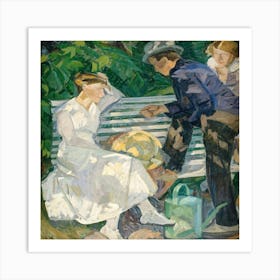 Family On A Bench Art Print