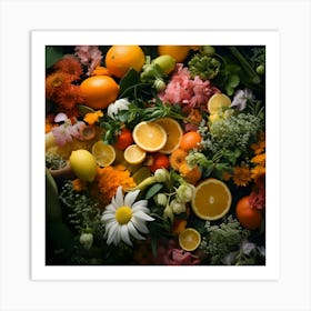 Flowers And Citrus 3 Art Print