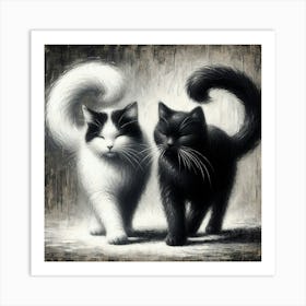 Black And White Cats 1 Art Print