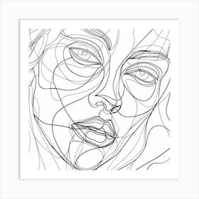 Abstract Drawing Of A Woman'S Face Art Print