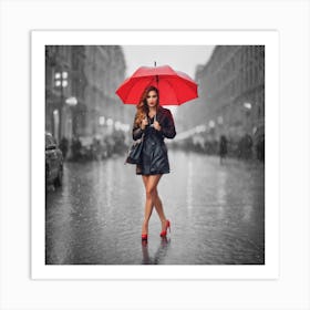 Beautiful Woman In Rain 1 Art Print