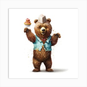 Bear With Ice Cream Art Print