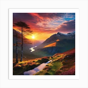 Sunset In The Mountains 63 Art Print