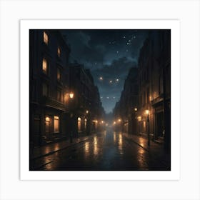 Dark City Street City art print Art Print