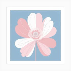 A White And Pink Flower In Minimalist Style Square Composition 114 Art Print