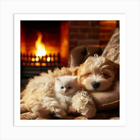 Cat and Dog Art Print