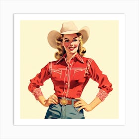 Retro Cowgirl 3 Art Print