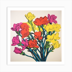 Freesia 1 Pop Art Illustration Square Art Print