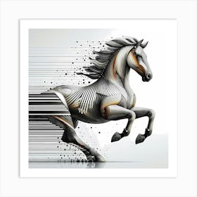 Horse Run - Abstract Line Art Illustration 175 Art Print