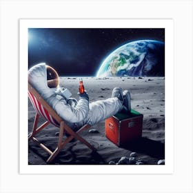 Astronaut Relaxing On The Moon Art Print