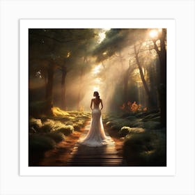 Beautiful Bride In The Forest Art Print