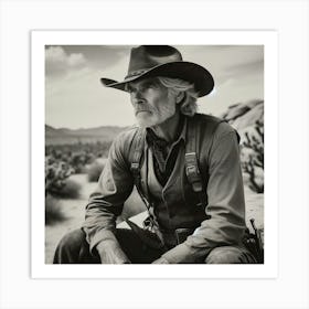 Cowboy In The Desert Art Print