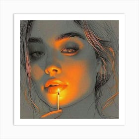 Girl Holding A Candle Art Print