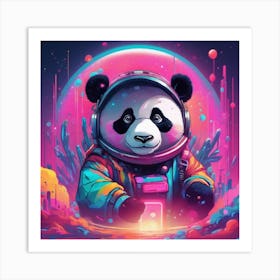 Panda In Space Art Print