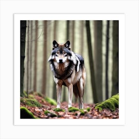 Wolf In The Forest 22 Art Print