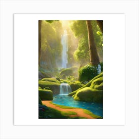 Waterfall In The Forest 4 Art Print