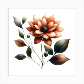 A Flower with leaves Art Print