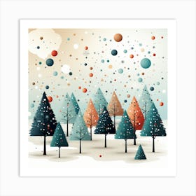 Christmas Trees In The Snow Art Print