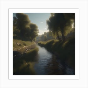 Stream In The Woods 24 Art Print