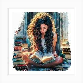 Girl Reading A Book 3 Art Print