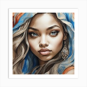 Woman With Blue Eyes Art Print