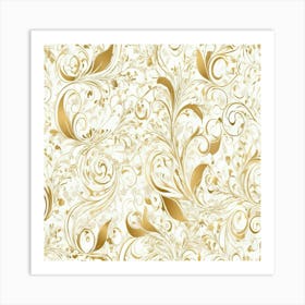 Gold Floral Pattern Art Print