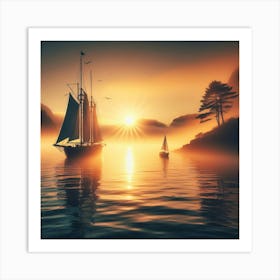 Sailboat On The Sea Art Print