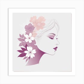 Portrait Of A Woman With Flowers 10 Art Print