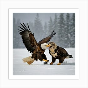 Bald Eagles Fighting Art Print