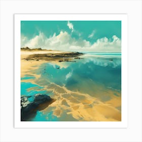 Tidal Waters, Turquoise Blue Sea on Golden Beach 2 Art Print