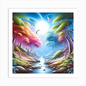 Rainbow In The Forest Art Print