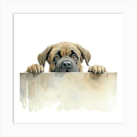 Dog Peeking Over The Wall 24 Art Print