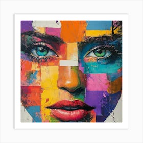 Face Of A Woman Abstract Colorful Art Print