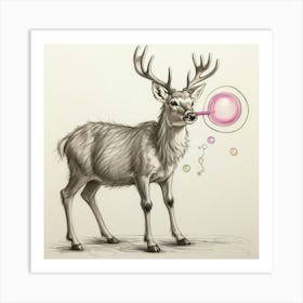 Deer Blowing Bubbles 1 Art Print