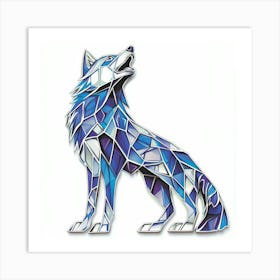 Stained Glass Wolf.Generated AI. Wall Art Print Art Print