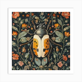 Beetle On Flowers Art Art Print