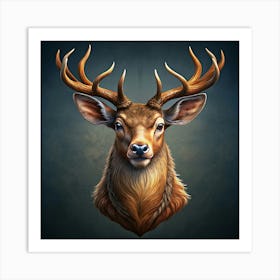 Head Of A Deer With Antlers Art Print