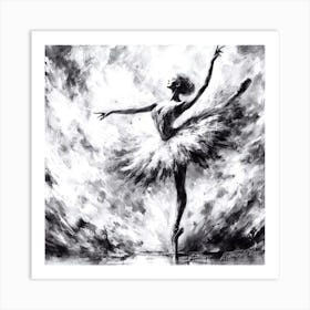 Ballet Dance - Black And White Ballerina Art Print