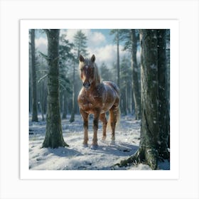 Horse In The Snow Art Print