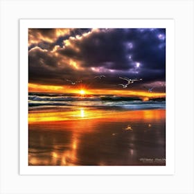 Sunset On The Beach 704 Art Print