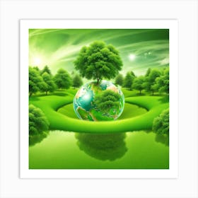 Green Earth With Trees Art Print