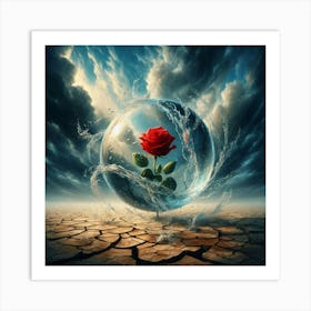 Rose In The Water Art Print