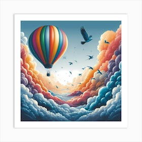 Hot Air Balloon In The Clouds 1 Art Print