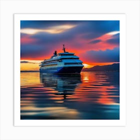 Cruise Ship At Sunset 6 Art Print