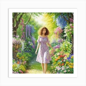 Girl In A Garden 11 Art Print